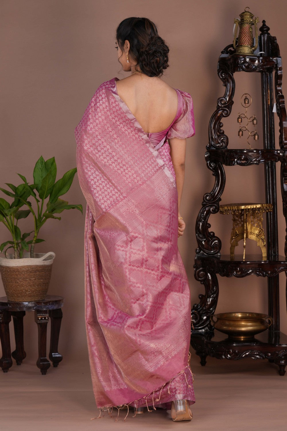 Image of South Tissue Silk Pink Saree
